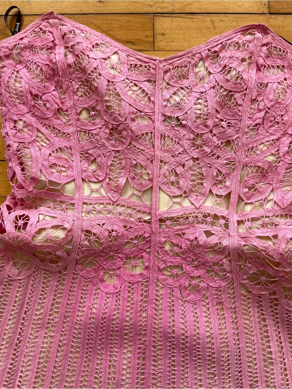 Vintage Betsey Johnson New York Y2K Pink Lace Strapless Dress - Picture 5 of 12
